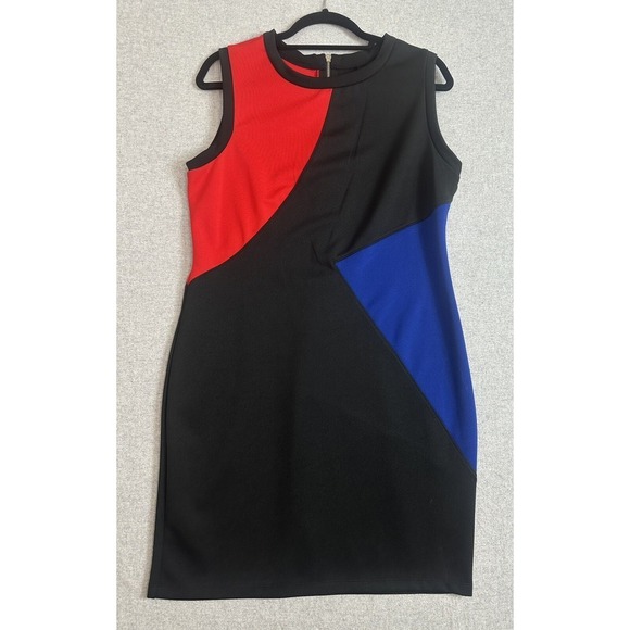 Carole Little Dresses & Skirts - Vintage 80s 90s Carole Little Dress Womens 14 Sleeveless Colorblock Red Blue EUC